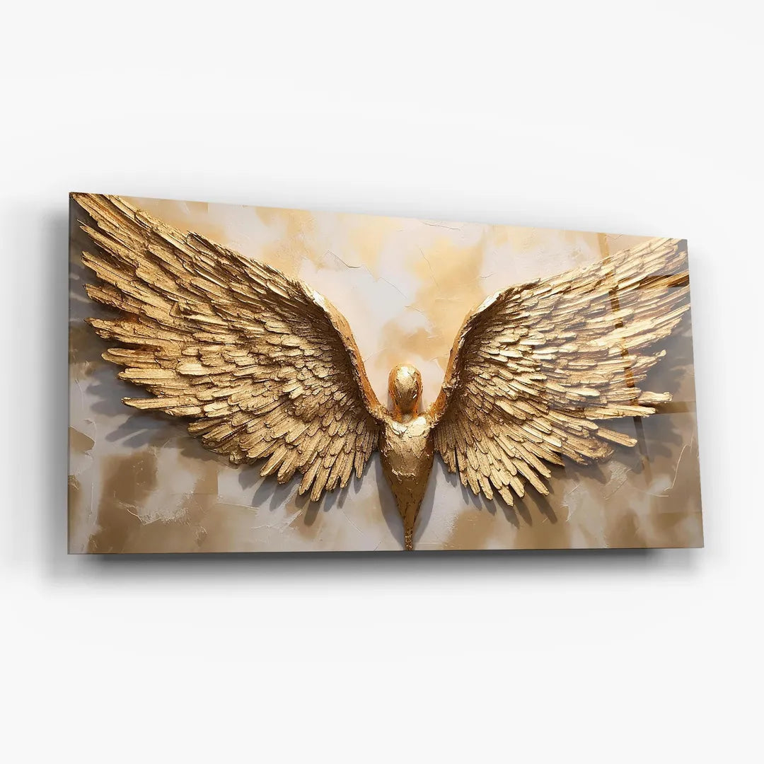 Gold Wings Glass Wall Art