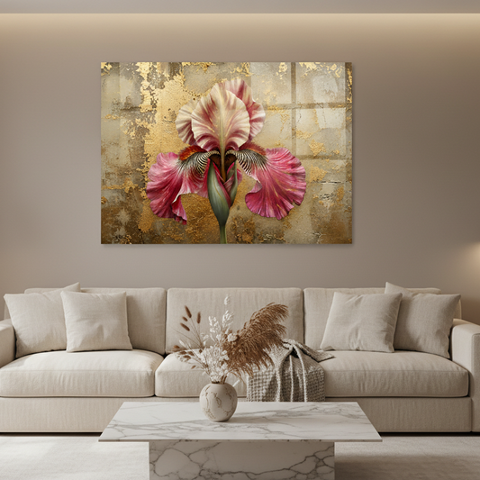 Golden Iris Glass Wall Art
