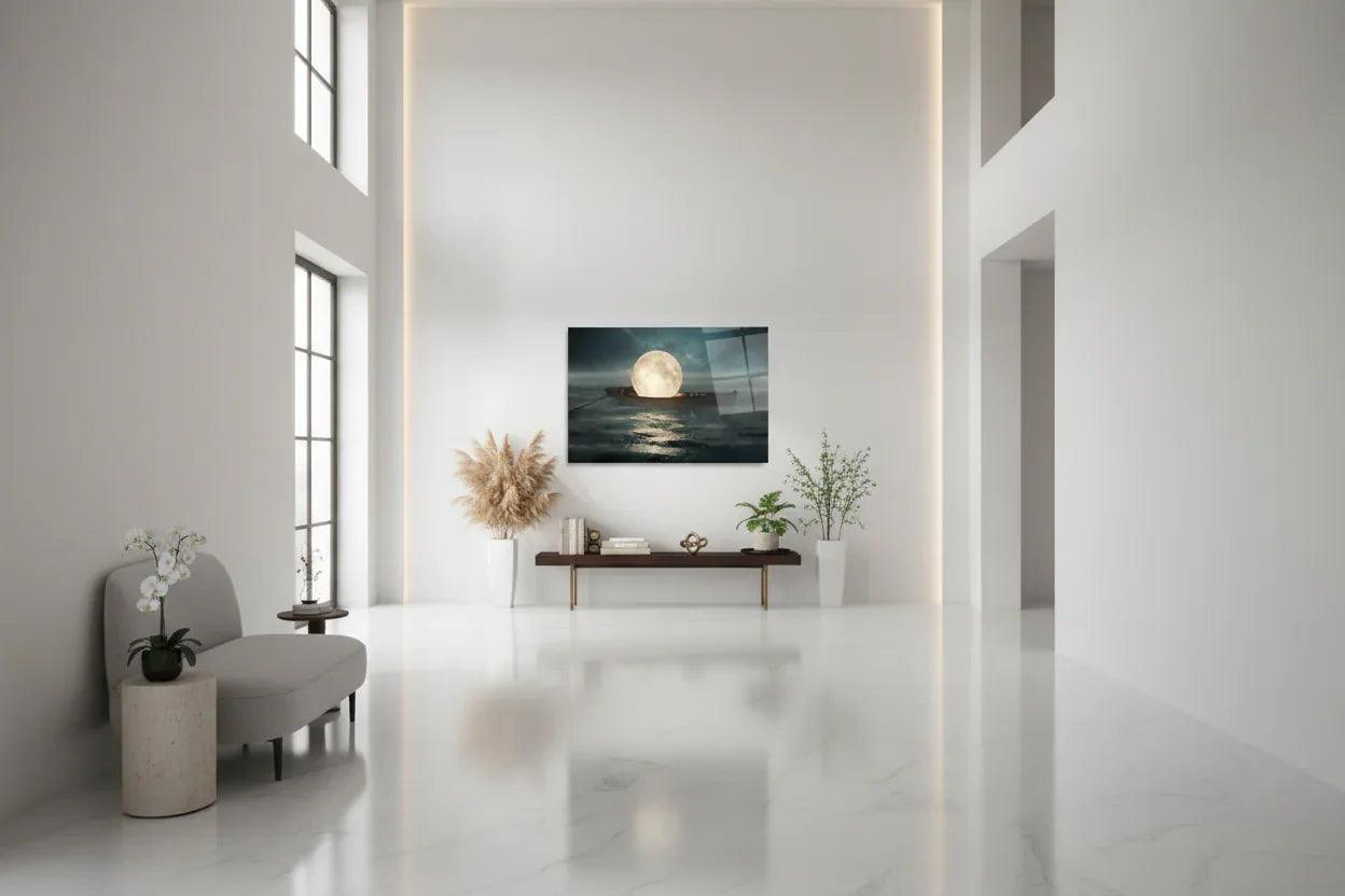 Moon in the Boat Glass Wall Art - LUXARTDECO