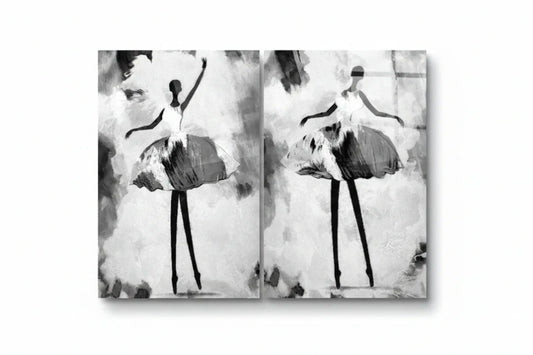 Ballerina Duo Glass Wall Art Set - LUXARTDECO