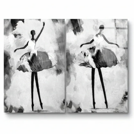 Ballerina Duo Glass Wall Art Set - LUXARTDECO