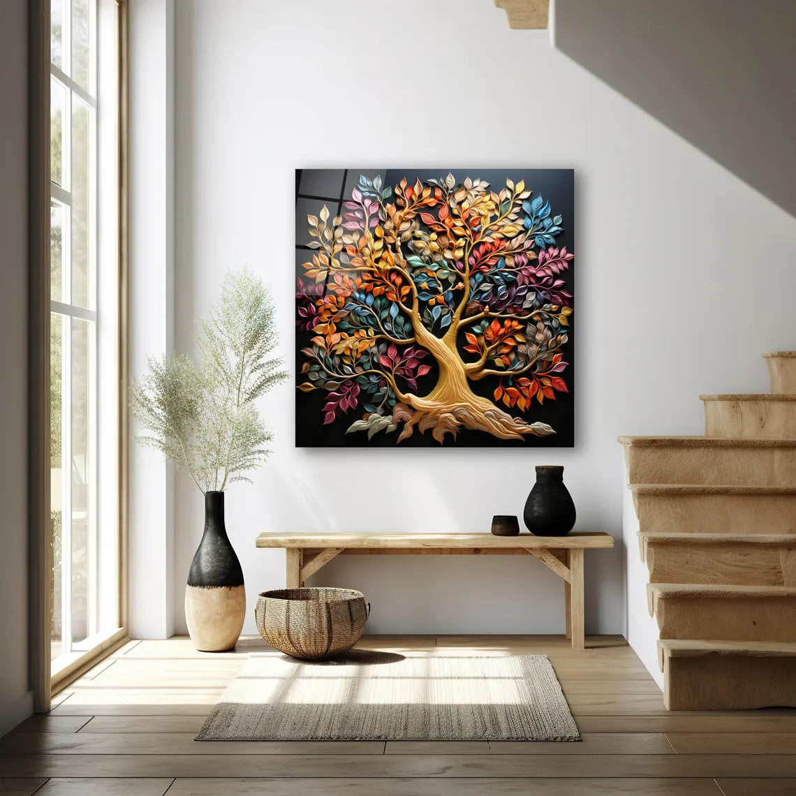 Colorful Tree Glass Wall Art