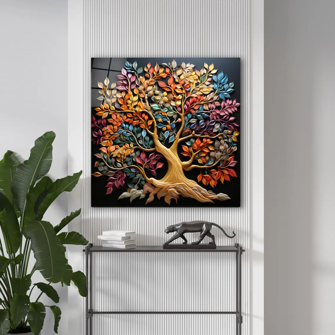 Colorful Tree Glass Wall Art