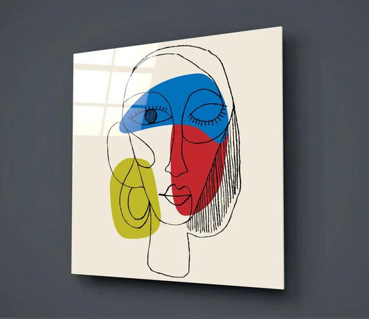 Lineart Face Glass Wall Art - LUXARTDECO