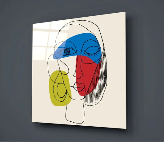 Lineart Face Glass Wall Art - LUXARTDECO