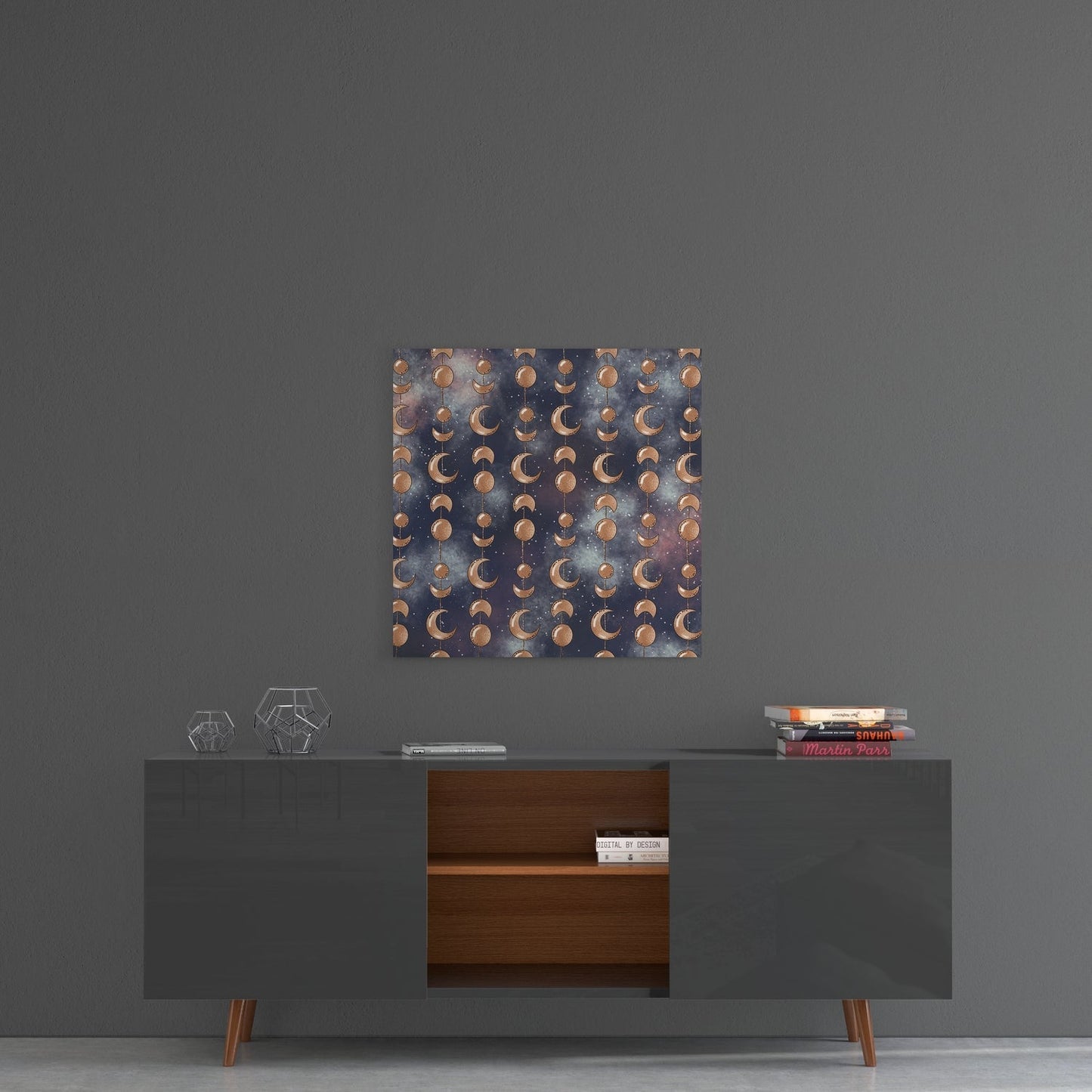 Moon Phrases Glass Wall Art
