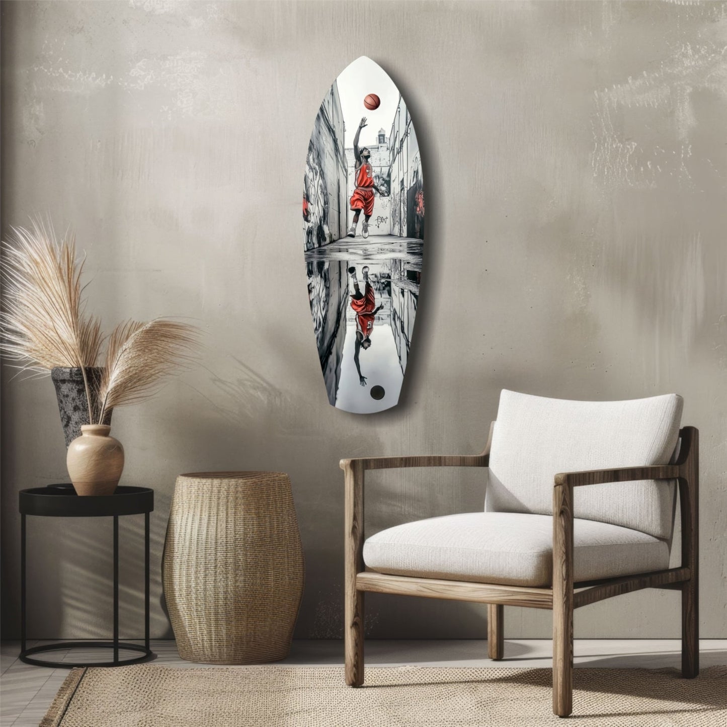 Street Basketball Glass Wall Art