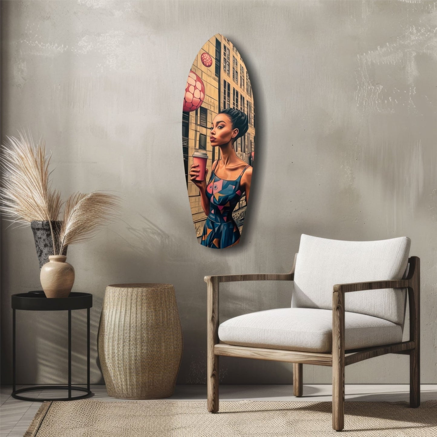 Modern City Life Glass Wall Art