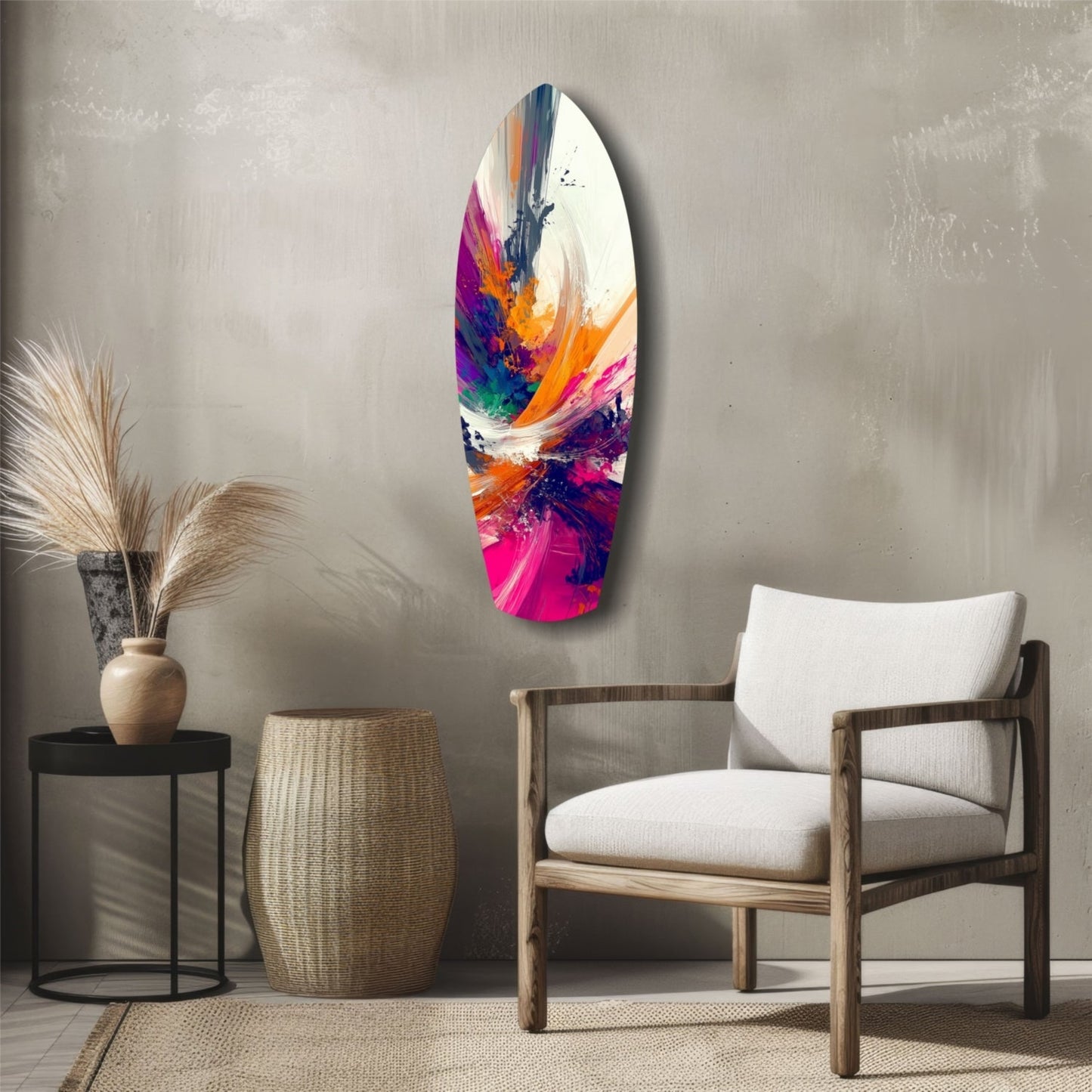 Abstract Paint Brushes Glass Wall Art