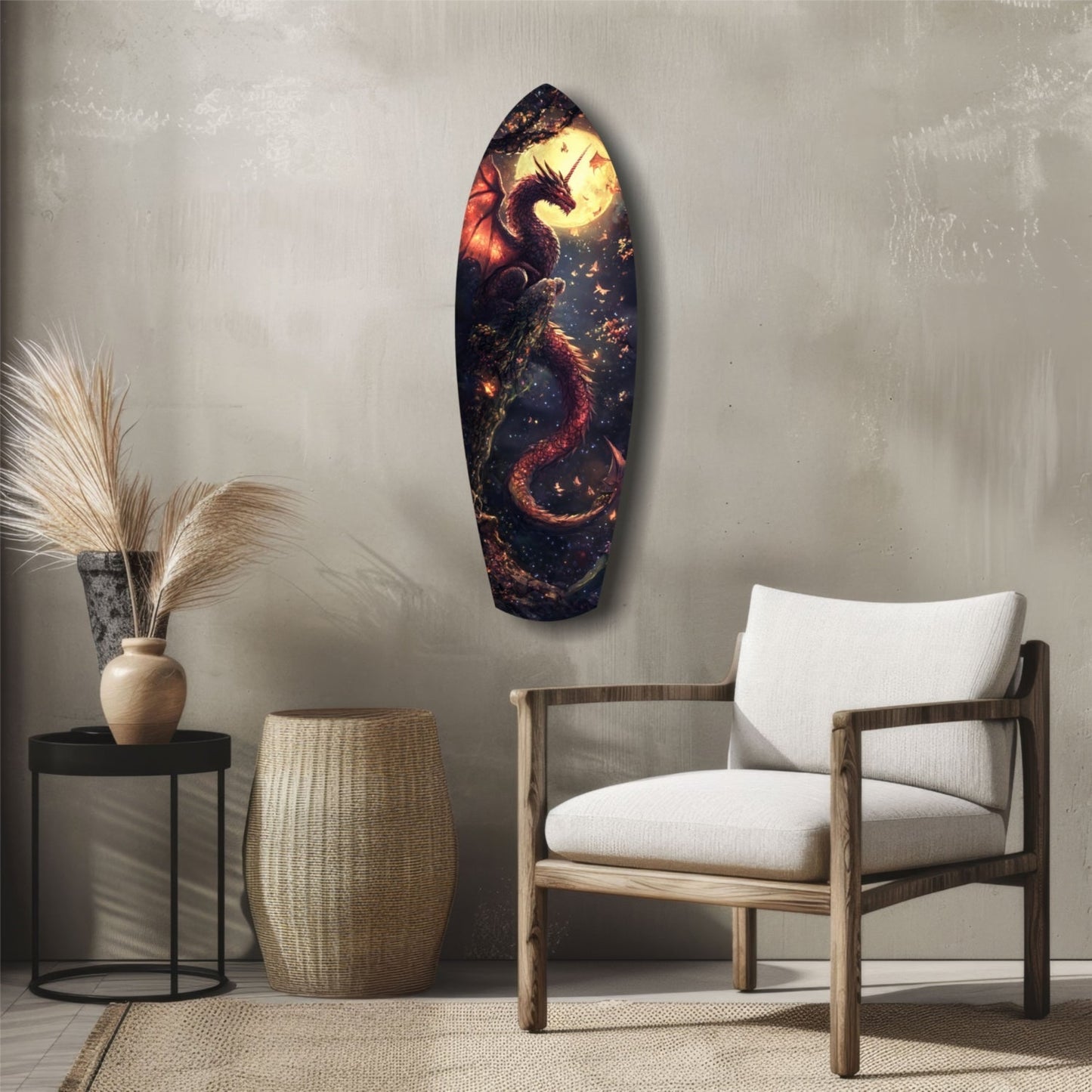 Moonlit Dragon Flight of the Night Glass Wall Art