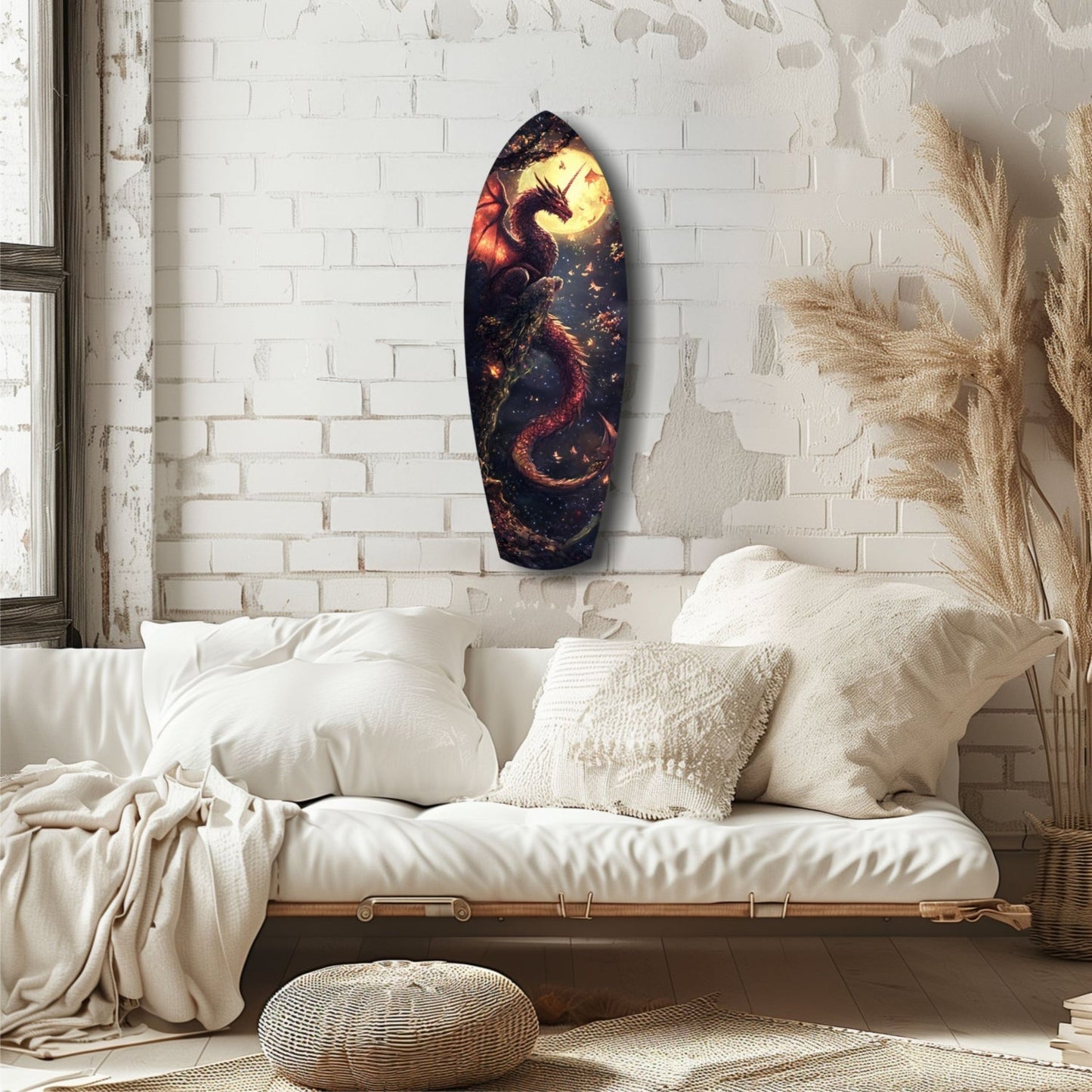 Moonlit Dragon Flight of the Night Glass Wall Art
