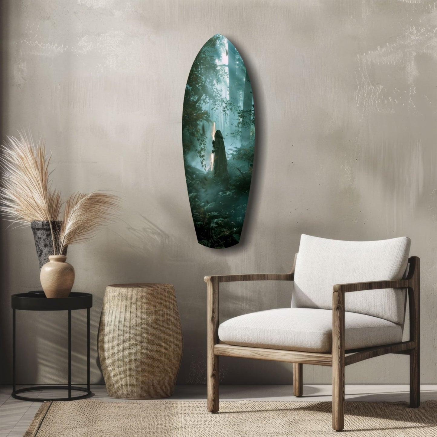 Light Saber in the Woods Glass Wall Art