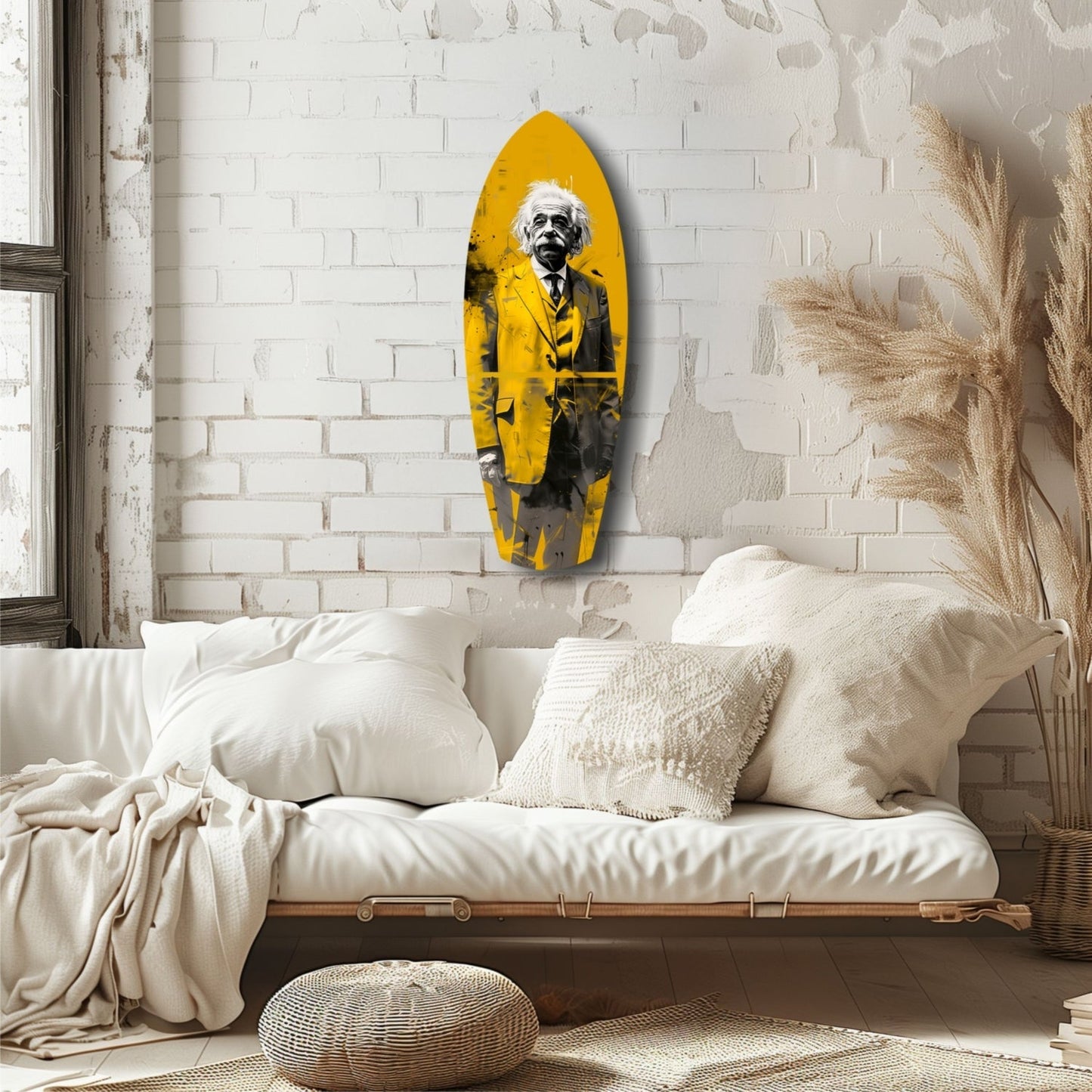 Einstein Posing Glass Wall Art