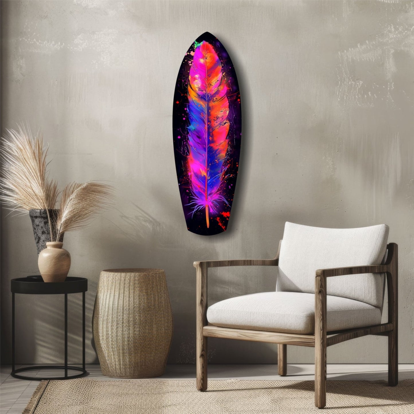 Colorful Feather Glass Wall Art