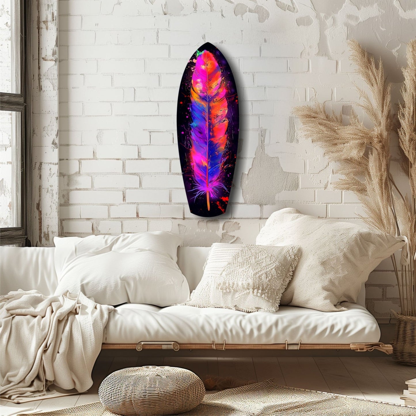Colorful Feather Glass Wall Art