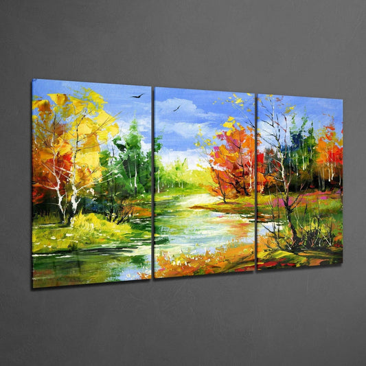 Autumn Trees Glass Wall Art - LUXARTDECO