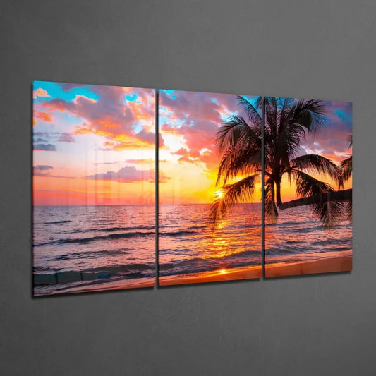 Sunset at the Beach Mega Glass Wall Art - LUXARTDECO