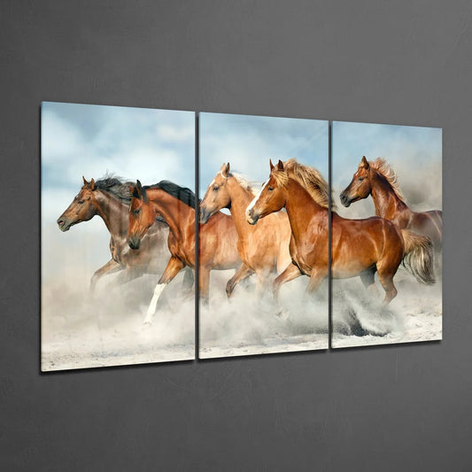 Horses Mega Glass Wall Art - LUXARTDECO