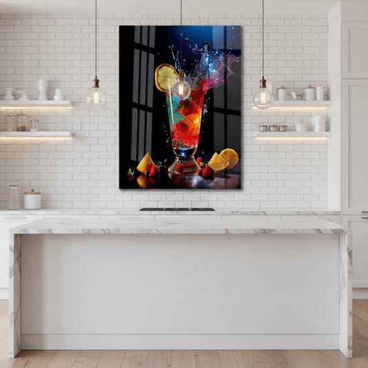 Mockup Cocktail Glass Wall Art in Kitchen