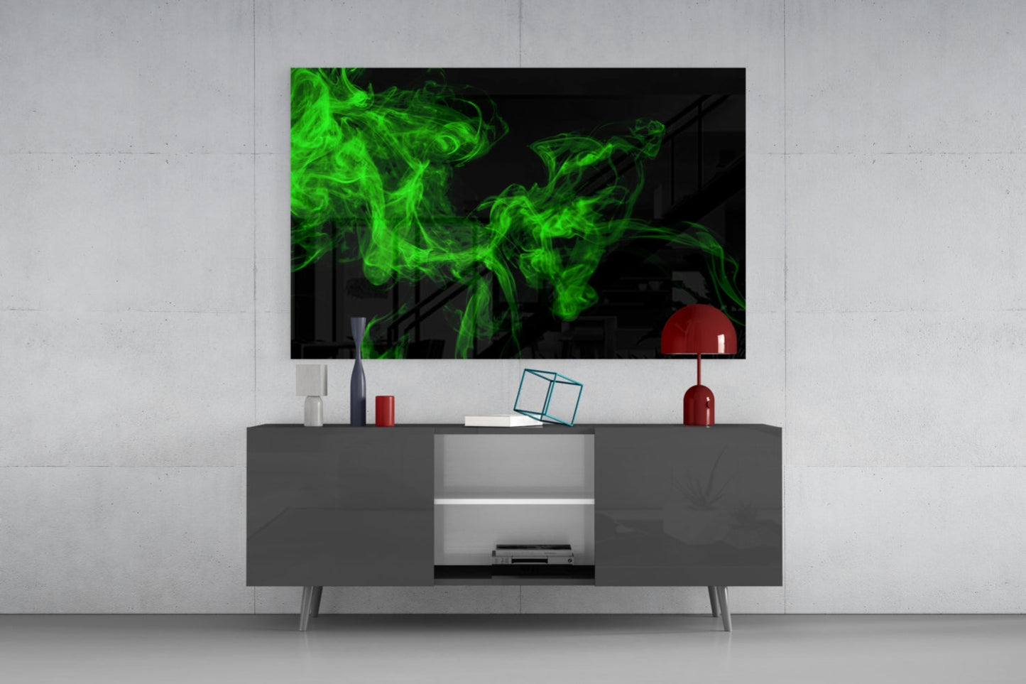 Green Smoke Glass Wall Art