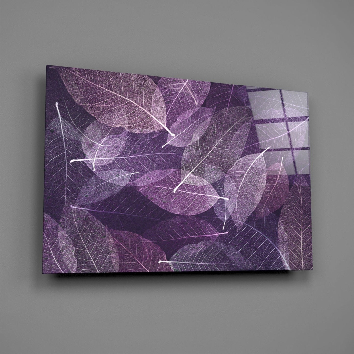 Purple Leaf Glass Wall Art
