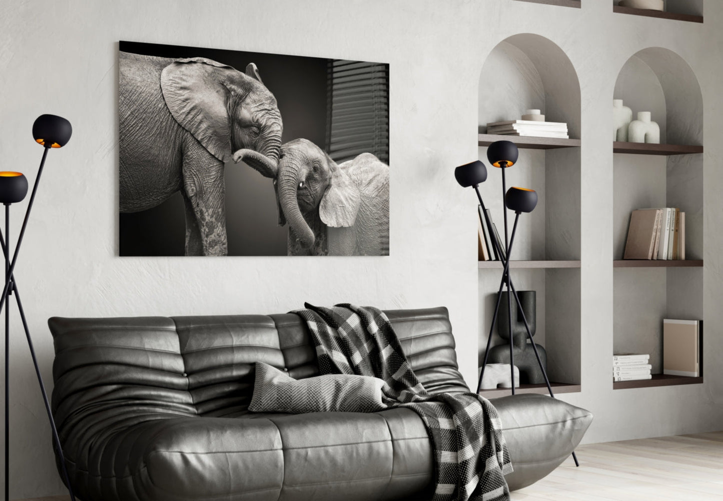 Elephants Glass Wall Art