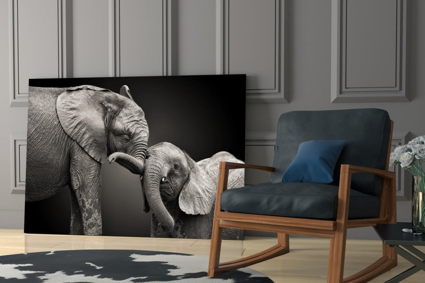 Elephants Glass Wall Art