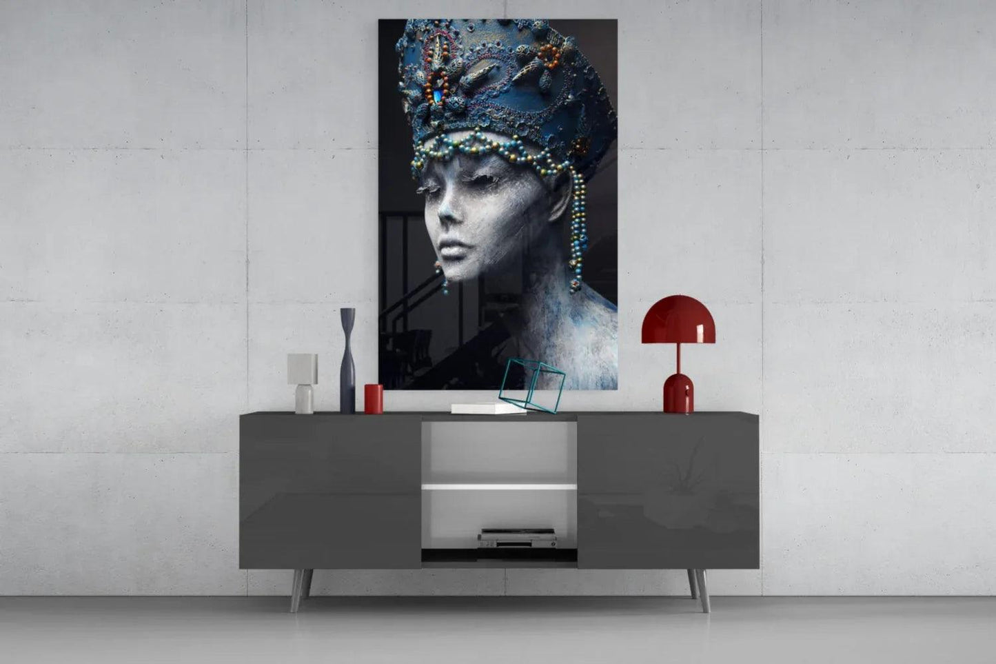 Woman Portrait 38 Glass Wall Art - LUXARTDECO