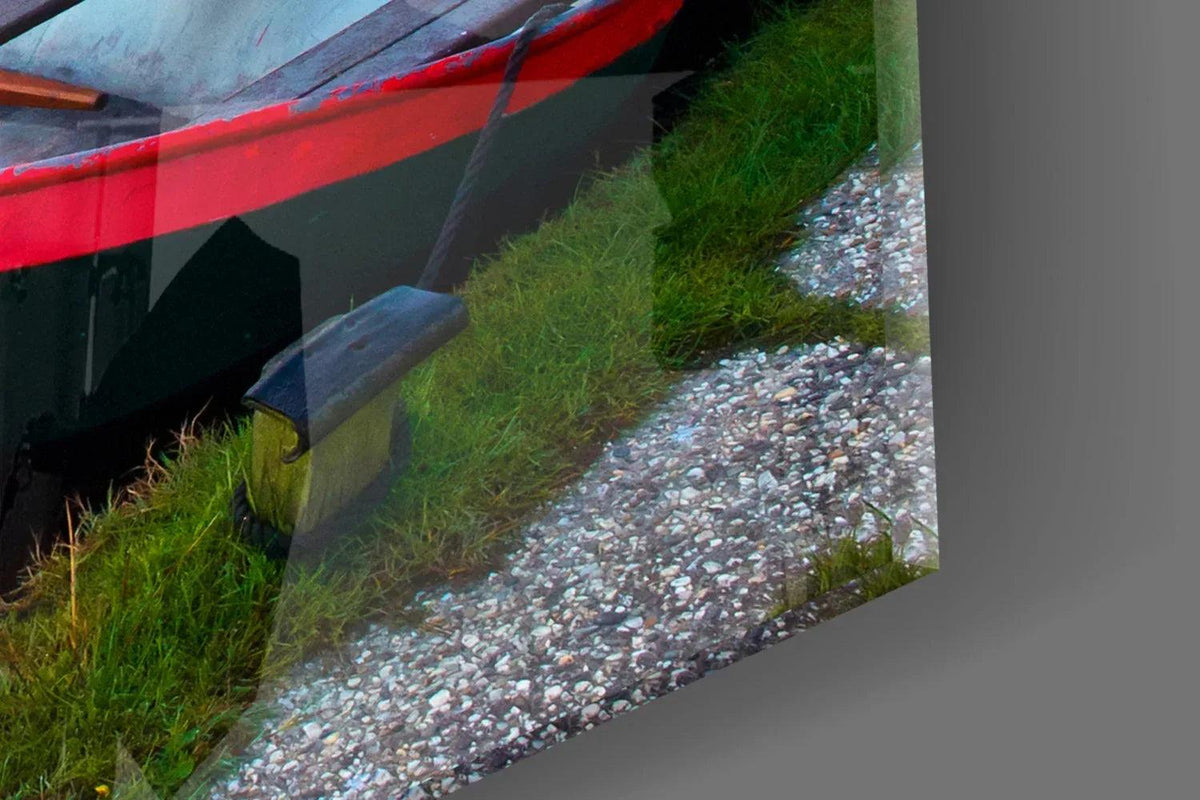 Lake and Boats Landscape Glass Wall Art - LUXARTDECO