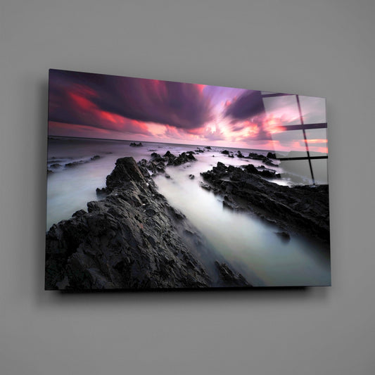 Sunset Landscape Glass Wall Art