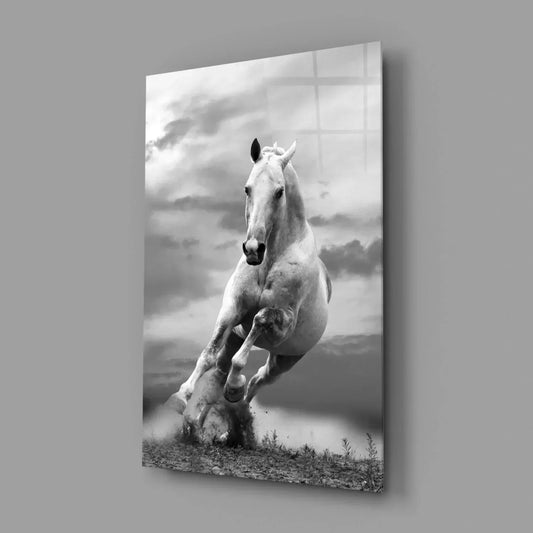 Running Horse Glass Wall Art - LUXARTDECO