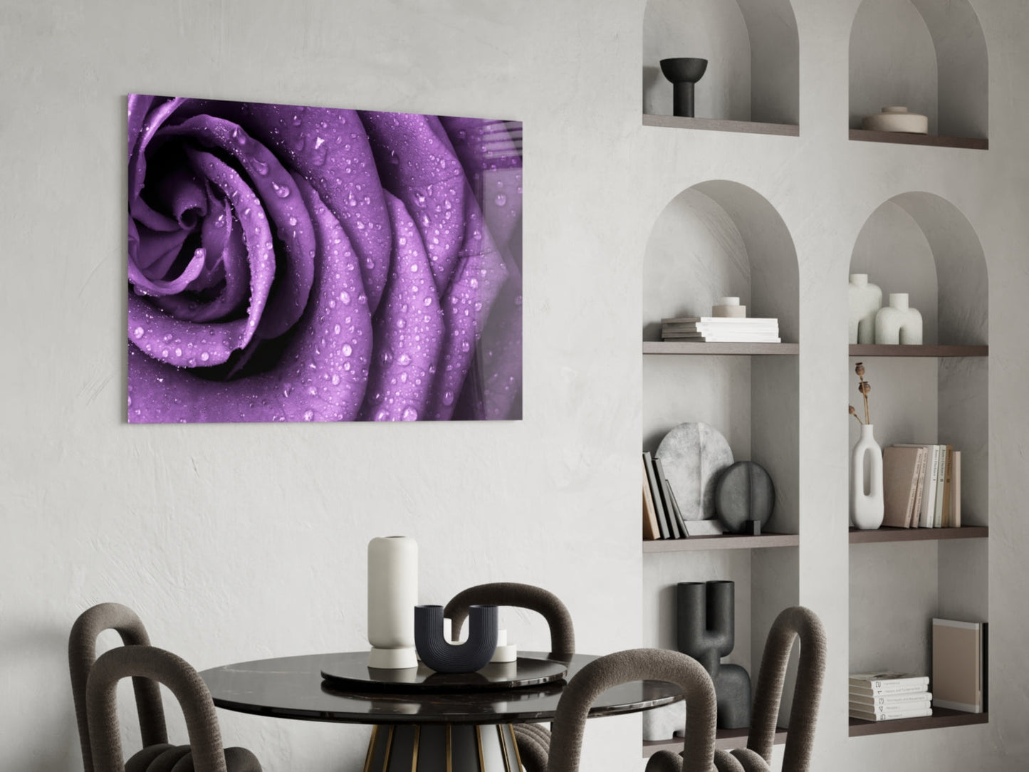 Purple Rose Glass Wall Art