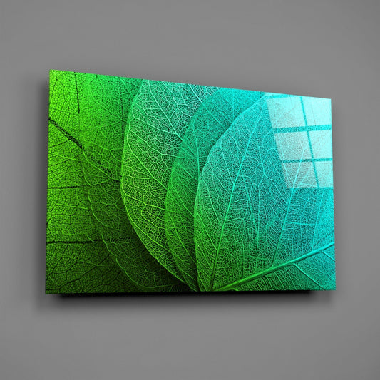 Green Leaf Glass Wall Art