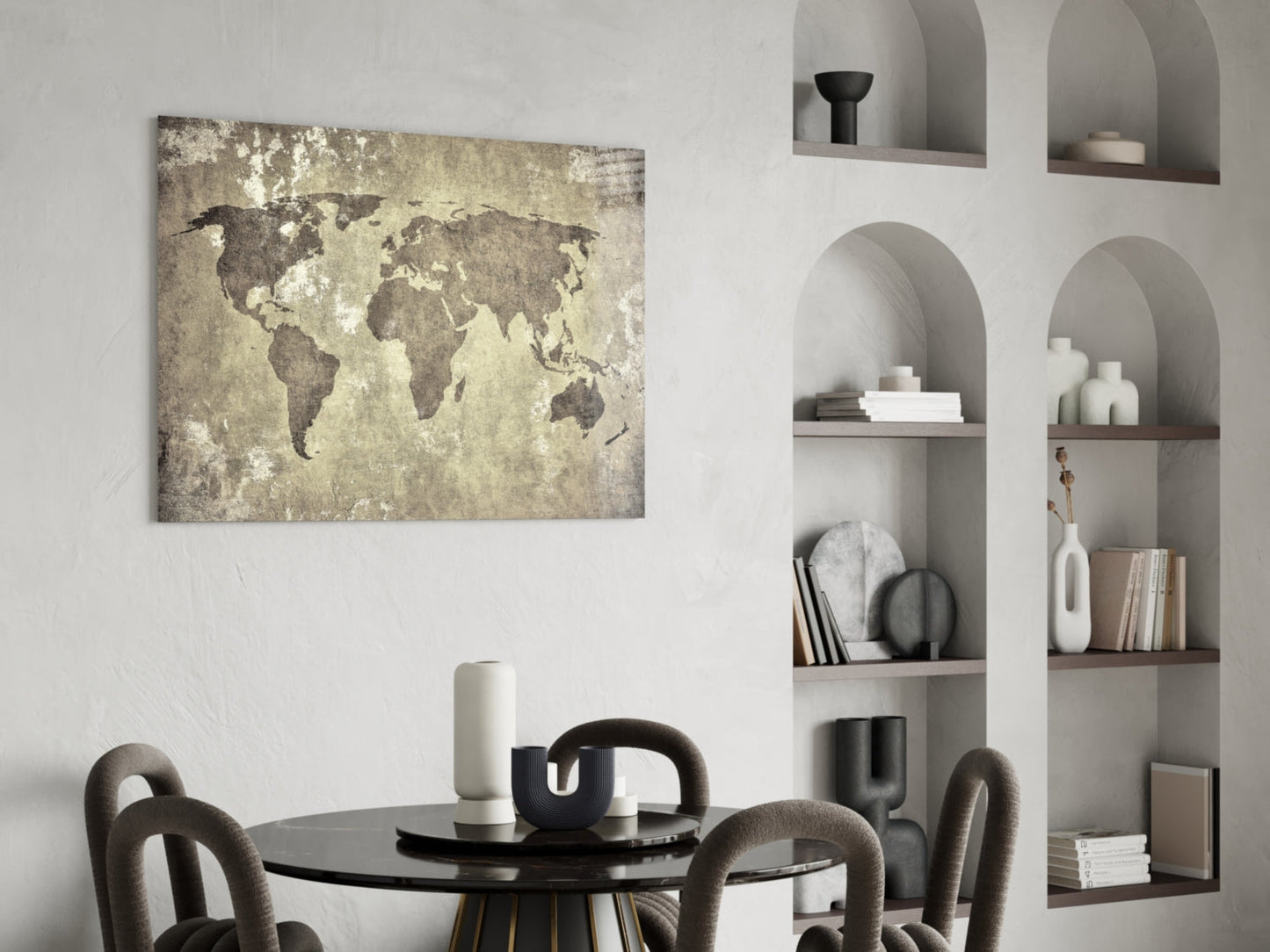 World Map Glass Wall Art