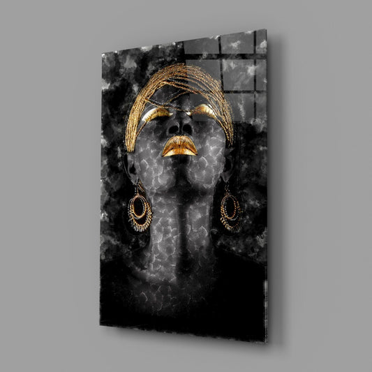 African Woman Portrait Glass Wall Art