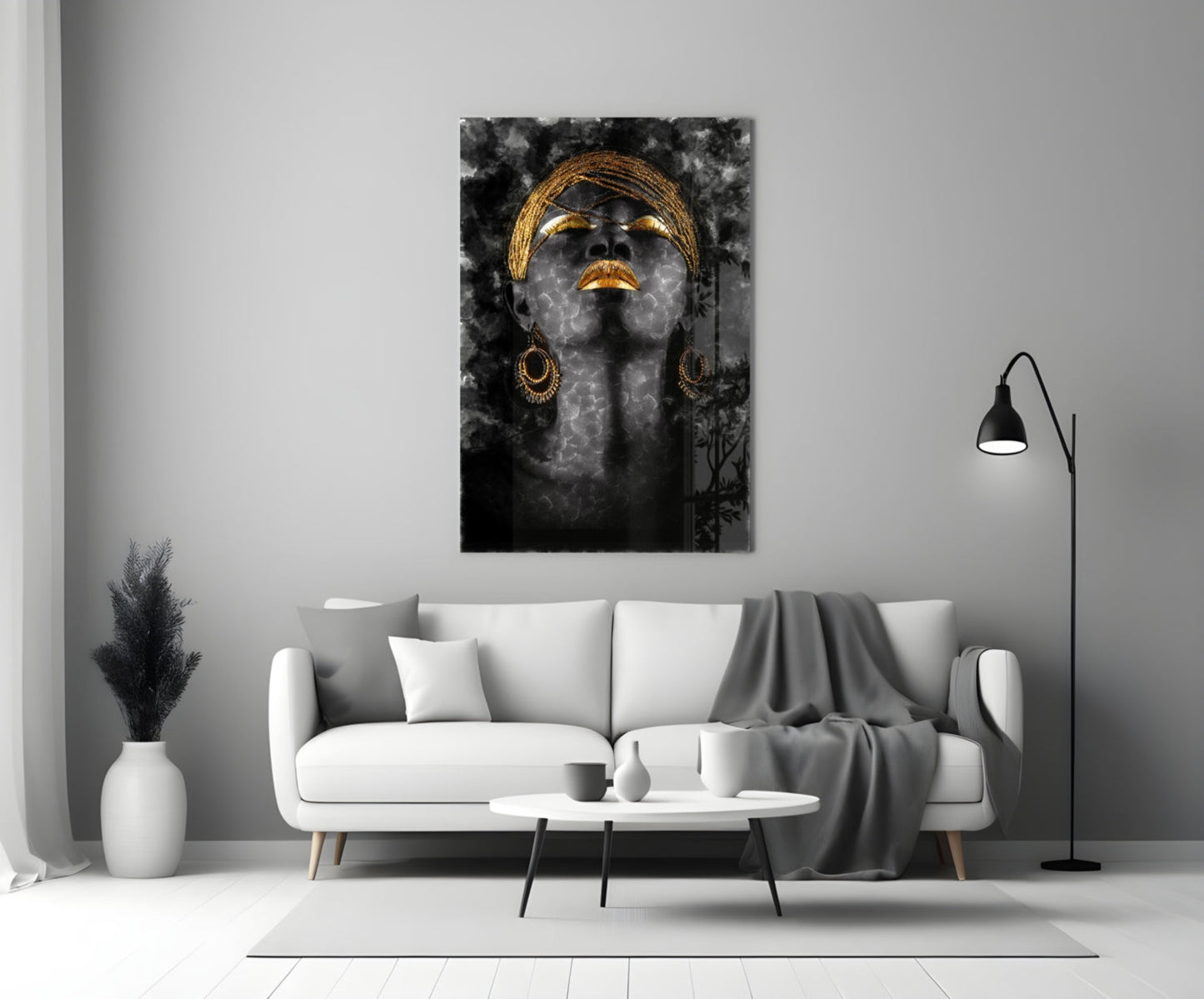 African Woman Portrait Glass Wall Art
