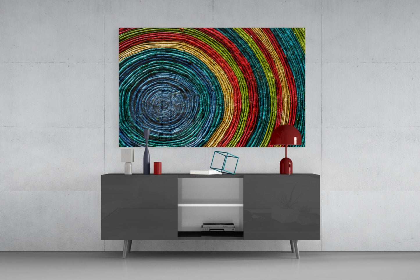 Colored Spiral Glass Wall Art