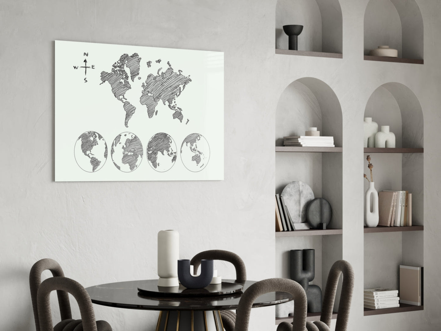 Continents Glass Wall Art