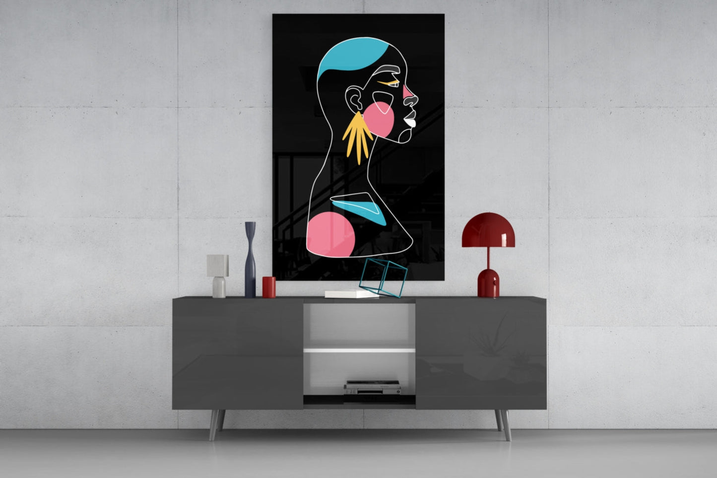 Abstract Colorful Portrait Glass Wall Art