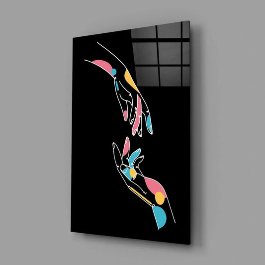 Abstract Colorful Hands Glass Wall Art - LUXARTDECO