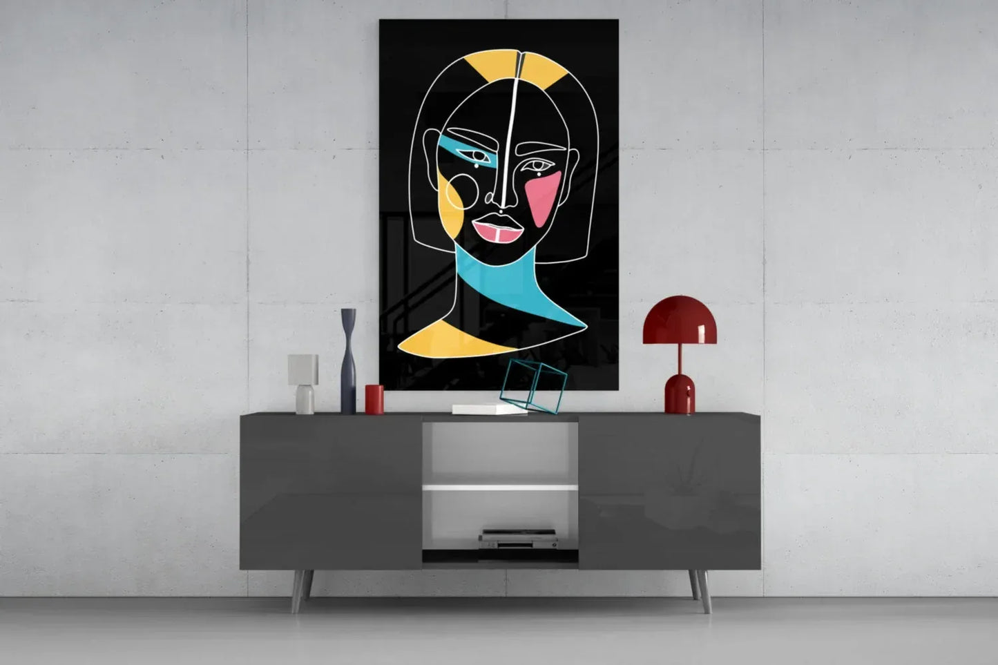 Abstract Colorful Portrait Glass Wall Art - LUXARTDECO
