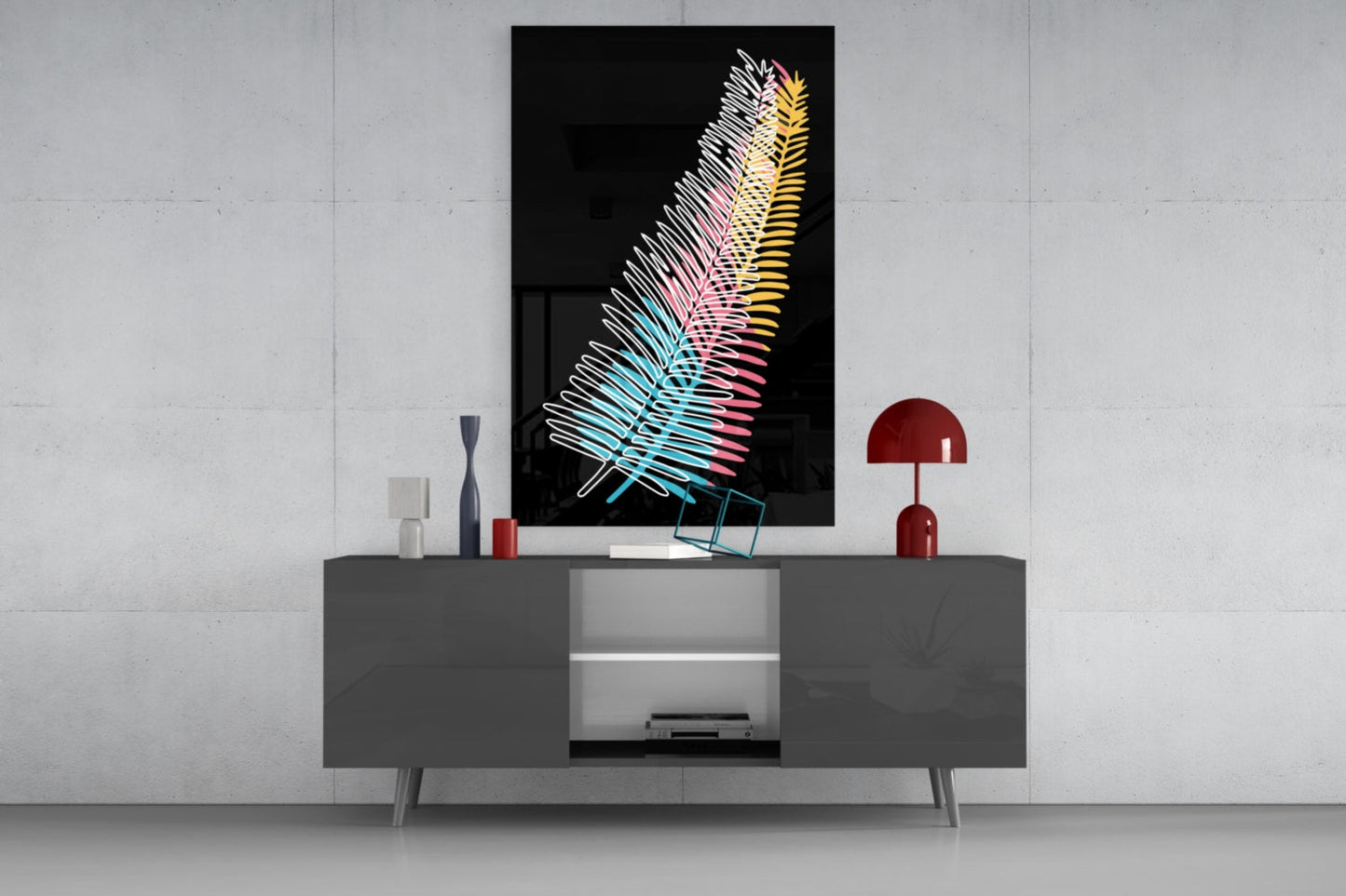 Colorful Fern Glass Wall Art