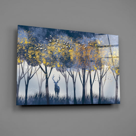 Lonely Deer Glass Wall Art