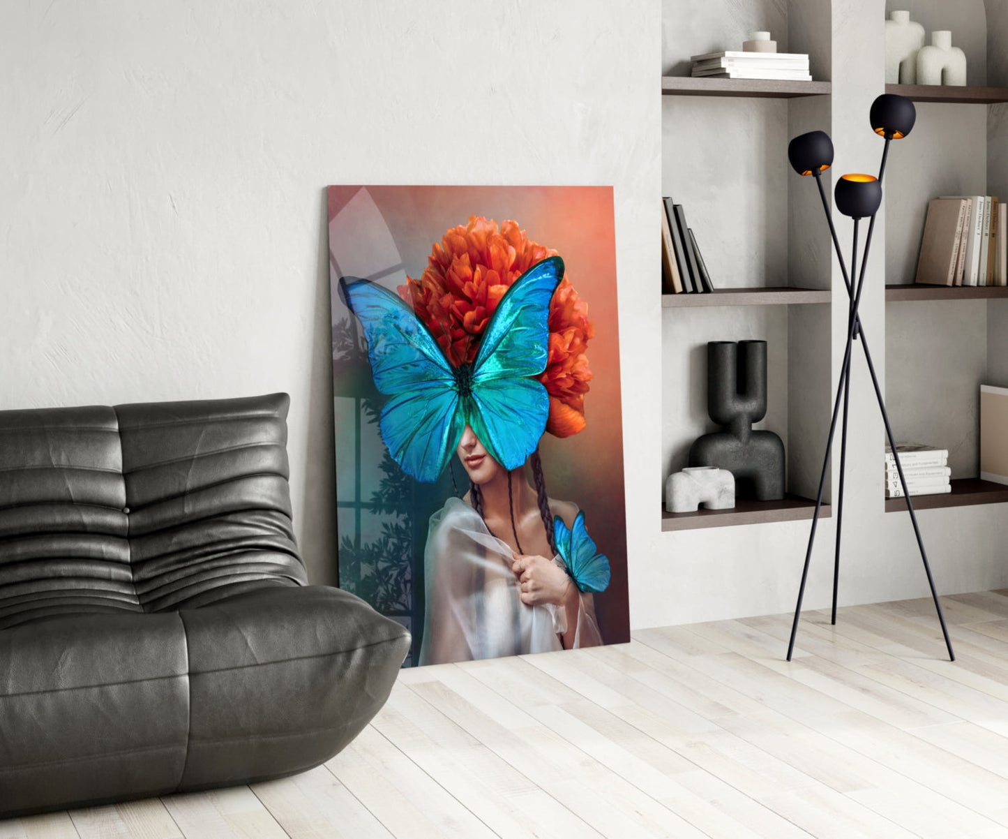Butterfly Woman Glass Wall Art