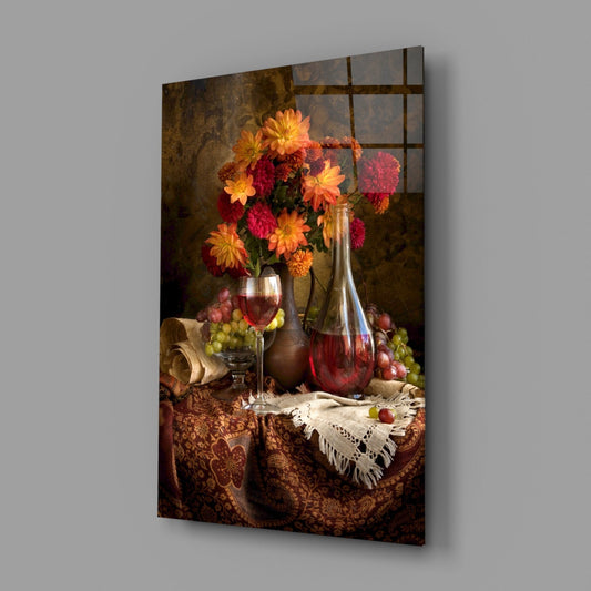 Chalice and Flowers Glass Wall Art