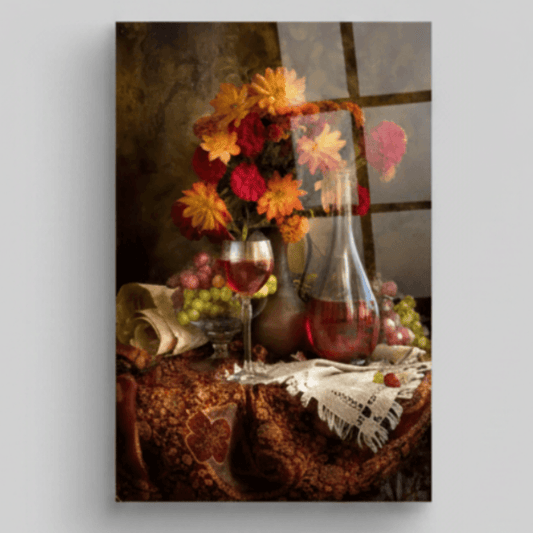 Chalice and Flowers Glass Wall Art
