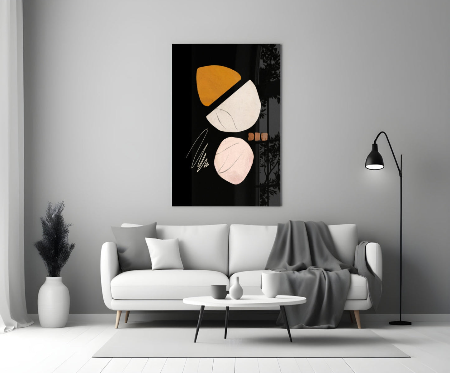Abstract Acorn Glass Wall Art