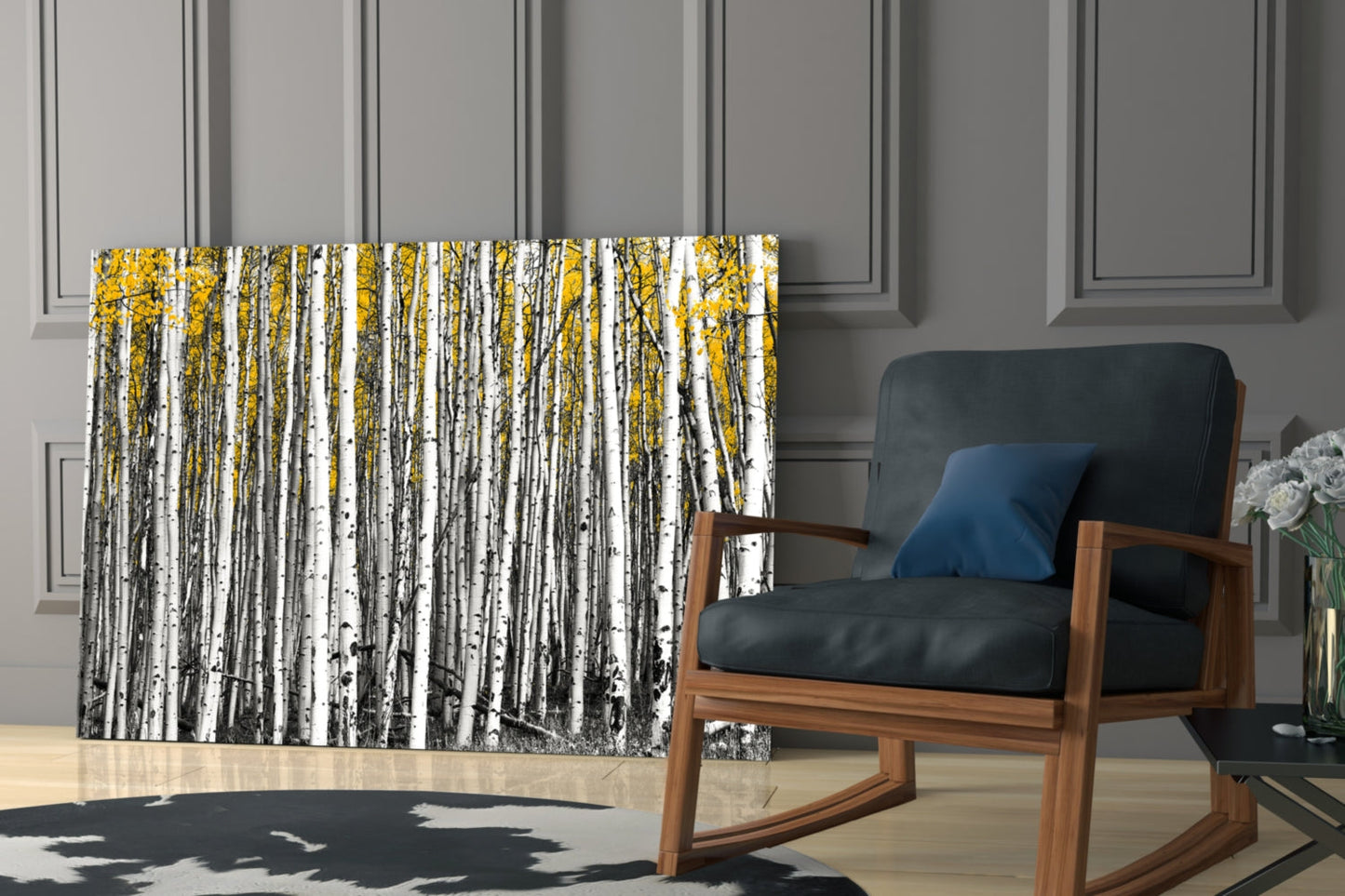 Yellow Forest Glass Wall Art