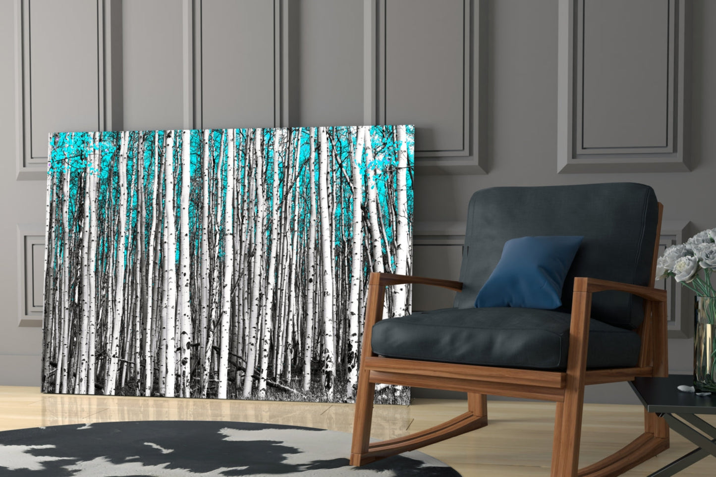 Blue Forest Glass Wall Art