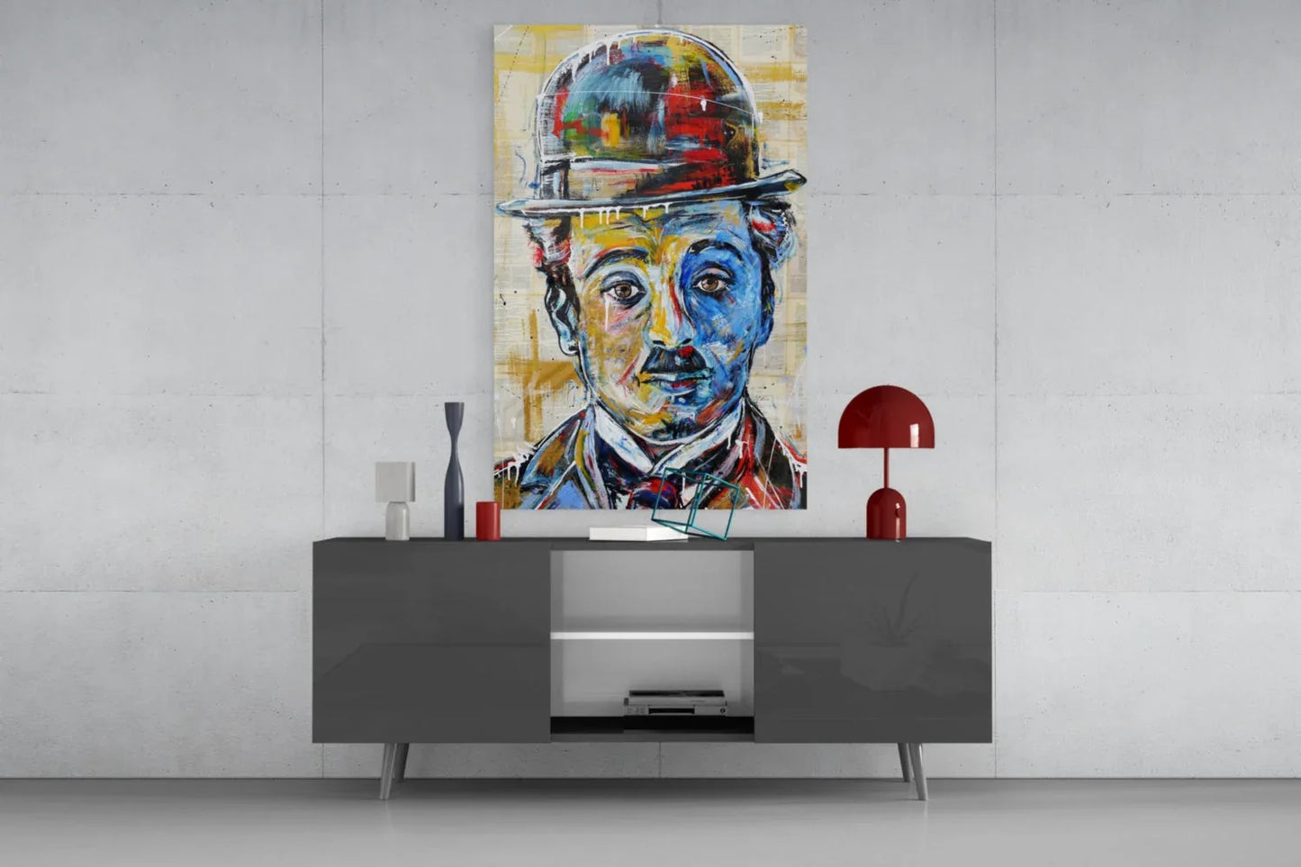 Charlie Chaplin Glass Wall Art - LUXARTDECO